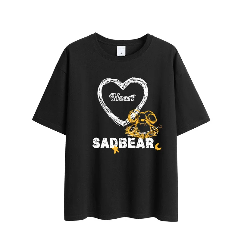 2021 summer new love bear print short-sleeved T-shirt women loose cotton Korean style drop-shoulder half-sleeved top 
2021 summer new love bear print short-sleeved T-shirt women loose cotton Korean style drop-shoulder half-sleeved top