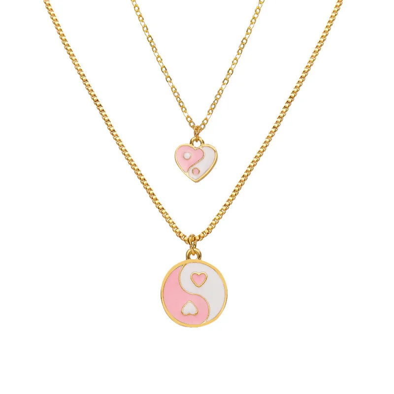 Colorful Heart Round Tai Chi Pendant Necklace For Women Men Double Layers Chain Choker Necklace Lovers Jewelry
Colorful Heart Round Tai Chi Pendant Necklace For Women Men Double Layers Chain Choker Necklace Lovers Jewelry