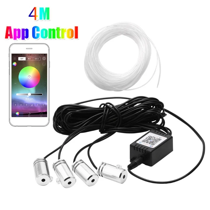 RGB LED Strips Light APP Bluetooth Control for Car Interior Atmosphere Light Lamp DIY Music 4M Fiber Optic Band
RGB LED Strips Light APP Bluetooth Control for Car Interior Atmosphere Light Lamp DIY Music 4M Fiber Optic Band