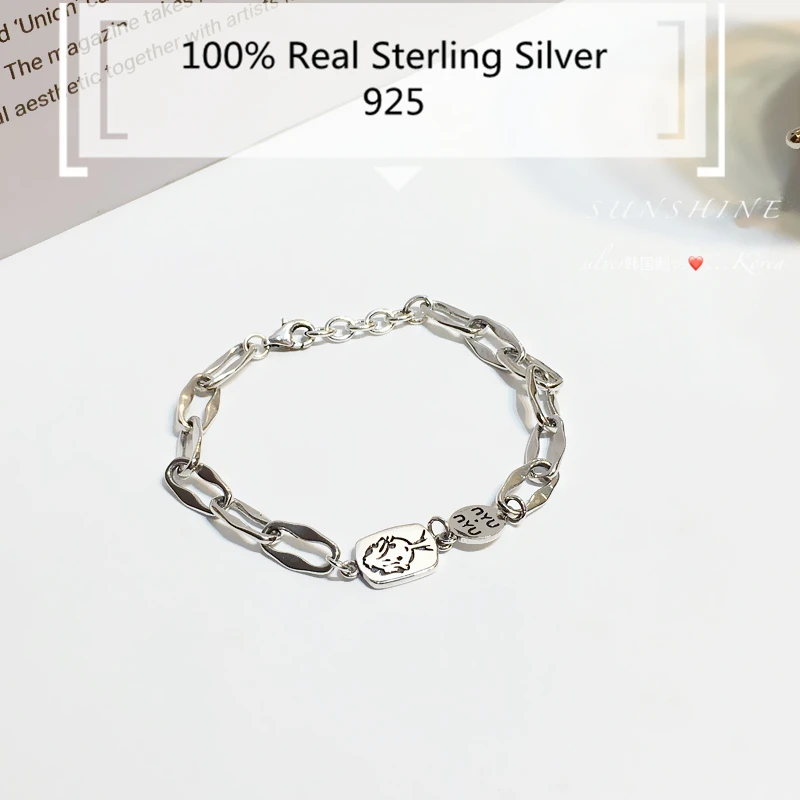 Korean Handmade Authentic 100% 925 Sterling Silver Bracelet INS Dongdaemun Charms Silver 925 Bangles Sunny Boy Pulseras de Plata
Korean Handmade Authentic 100% 925 Sterling Silver Bracelet INS Dongdaemun Charms Silver 925 Bangles Sunny Boy Pulseras de Plata