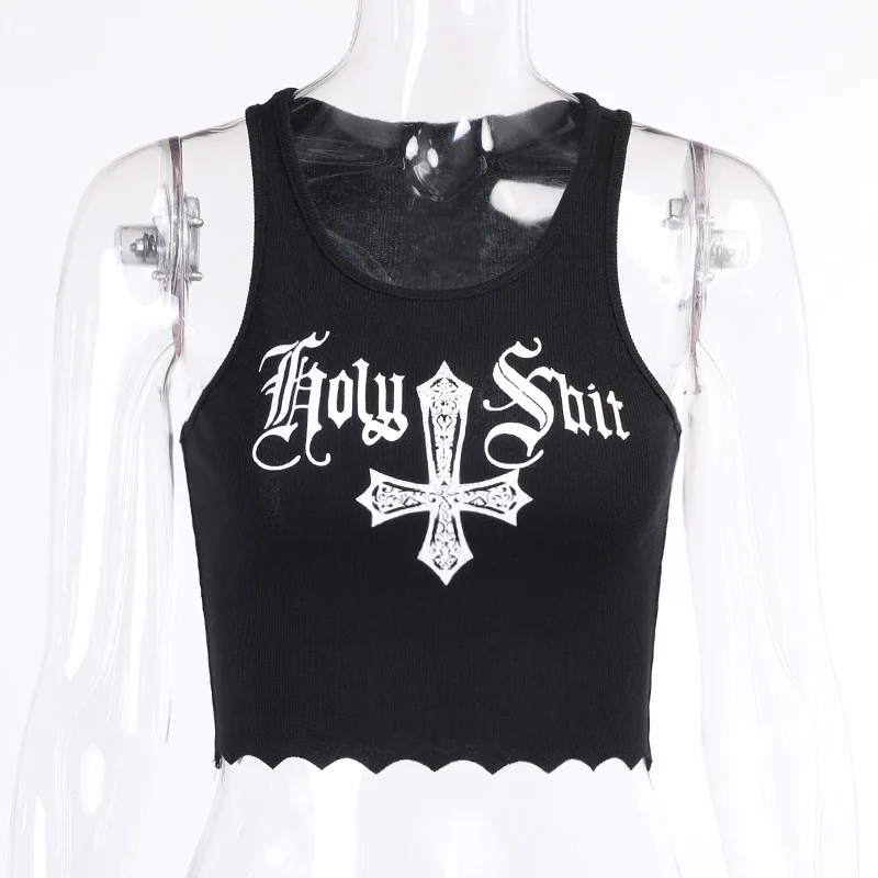 FSNFOX Gothic Punk Fungus Cross Printed Camis Fashion Sexy Backless Sleeveless Crop Top Streetwear Cotton Black Basic Camis 
FSNFOX Gothic Punk Fungus Cross Printed Camis Fashion Sexy Backless Sleeveless Crop Top Streetwear Cotton Black Basic Camis