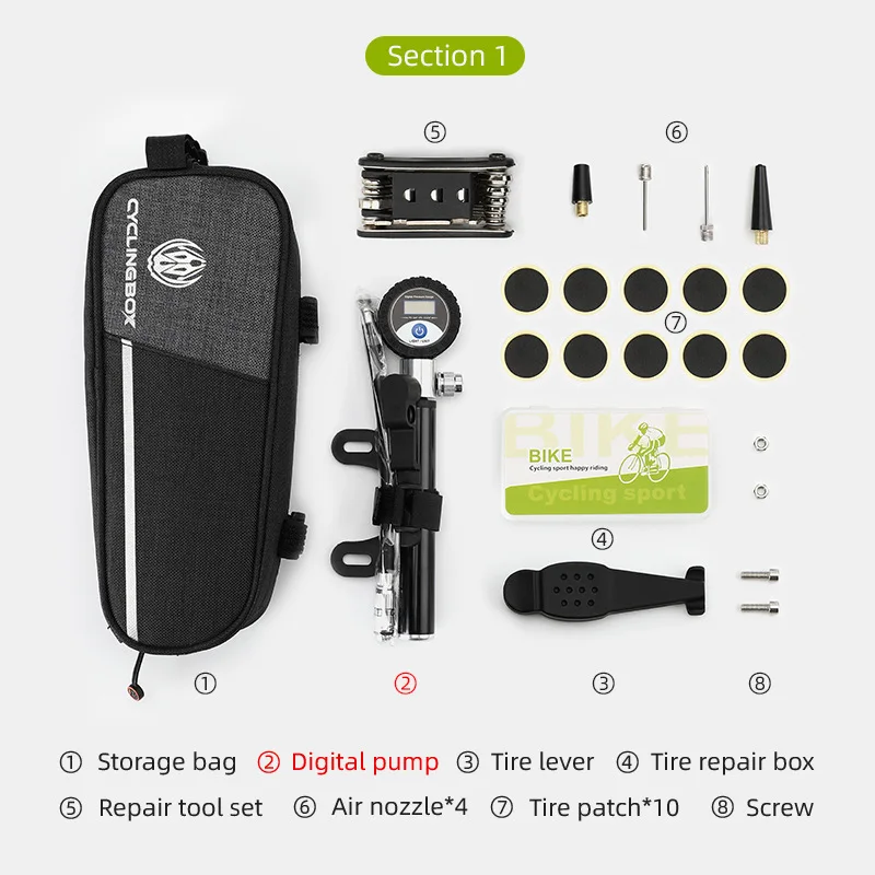 Bicycle Tire Repair Tools Kits Portable Mountain Road Bike Tire Maintenance Kit Tire Repair Kit Air Pump and Wrench Combination
Bicycle Tire Repair Tools Kits Portable Mountain Road Bike Tire Maintenance Kit Tire Repair Kit Air Pump and Wrench Combination