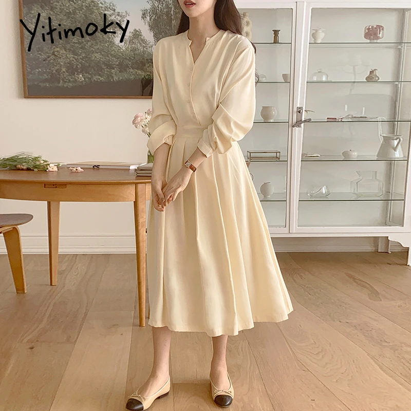 Yitimoky High Waist Maxi Dress for Women 2021 Puff Sleeve V-Neck Unicolor Spring Korean Clothes New Breasted Pleated Office Lady
Yitimoky High Waist Maxi Dress for Women 2021 Puff Sleeve V-Neck Unicolor Spring Korean Clothes New Breasted Pleated Office Lady