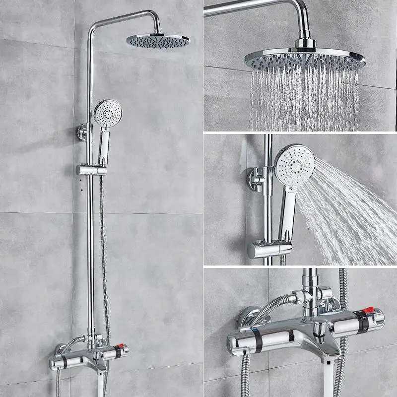Vidric Vidric Chrome Thermostatic Shower Faucet Bathroom Bathtub Thermostatic Shower Dual Handles Hot Cold Water Tap Tub Spout S
Vidric Vidric Chrome Thermostatic Shower Faucet Bathroom Bathtub Thermostatic Shower Dual Handles Hot Cold Water Tap Tub Spout S