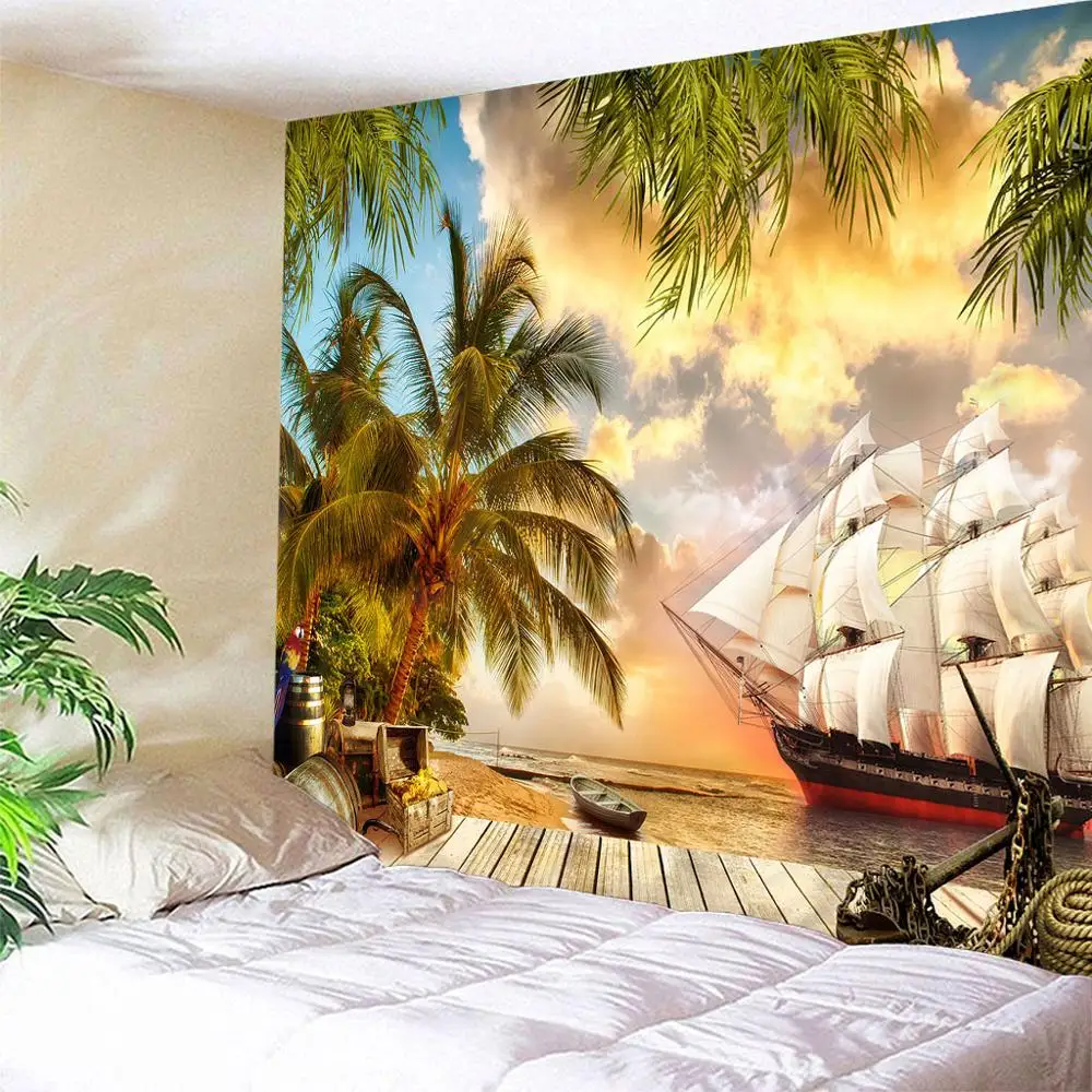 Custom sailboat Tapestry Wall Hanging coconut tree Polyester Carpet Boho Bedspread Multiple sizes Home Decoration Dropship
Custom sailboat Tapestry Wall Hanging coconut tree Polyester Carpet Boho Bedspread Multiple sizes Home Decoration Dropship