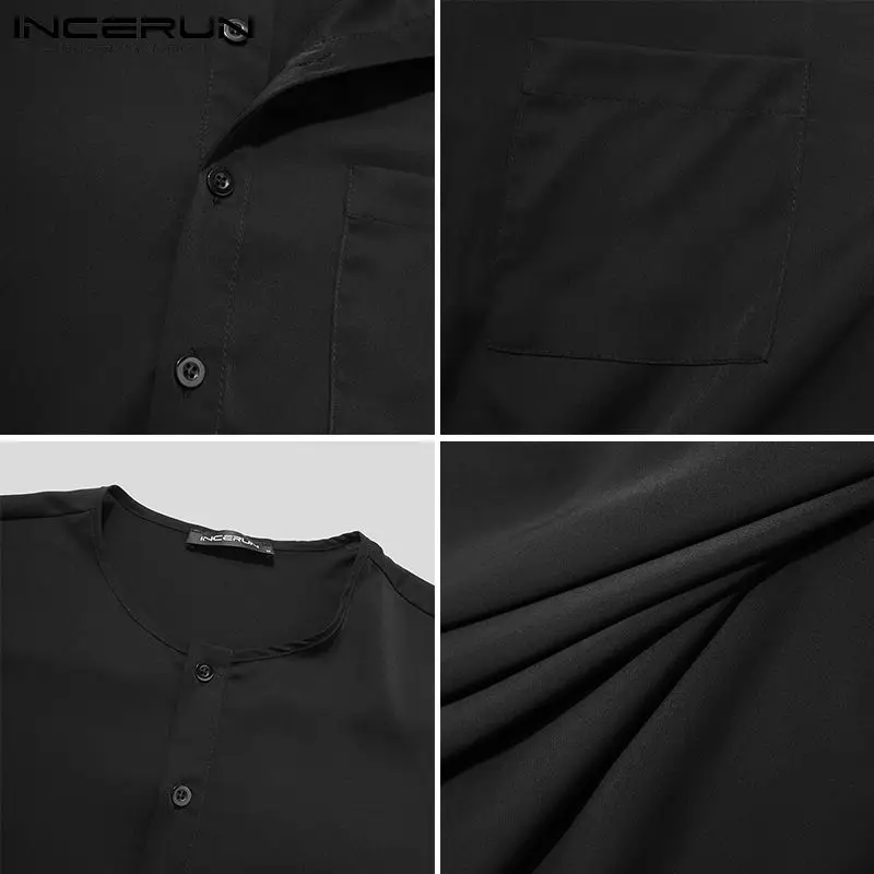 Spring Man Casual Pockets Camisa INCERUN Men Solid Color Shirts Long Sleeve Round Neck Blouse Leisure Button Breathable Chemise
Spring Man Casual Pockets Camisa INCERUN Men Solid Color Shirts Long Sleeve Round Neck Blouse Leisure Button Breathable Chemise