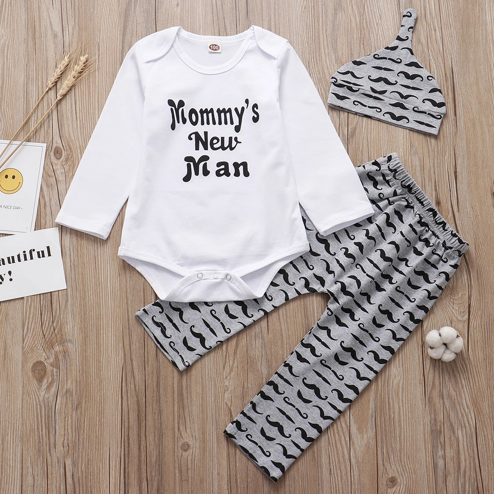 Newborn Infant Baby Boy Clothes Spring Autumn Letter Long-Sleeve Cotton Rompers+Pants+Hat 3 Piece Suits Baby Clothing Sets
Newborn Infant Baby Boy Clothes Spring Autumn Letter Long-Sleeve Cotton Rompers+Pants+Hat 3 Piece Suits Baby Clothing Sets