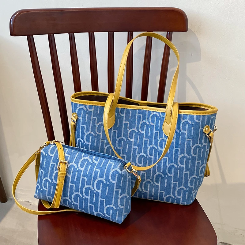 Fashion Design Shoulder Bag For Women Casual Denim Bags Plaid Tote Bag Large Capacity Simple Handbags Canvas Beach Bag sac femme
Fashion Design Shoulder Bag For Women Casual Denim Bags Plaid Tote Bag Large Capacity Simple Handbags Canvas Beach Bag sac femme