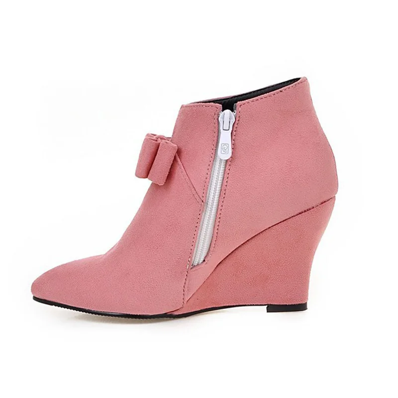 New Candy Color Wedges Boots Women High Heels Ankle Boots Bowknot Pointed Toe Autumn & Winter Plus Size Shoes Woman 34-4
New Candy Color Wedges Boots Women High Heels Ankle Boots Bowknot Pointed Toe Autumn & Winter Plus Size Shoes Woman 34-4