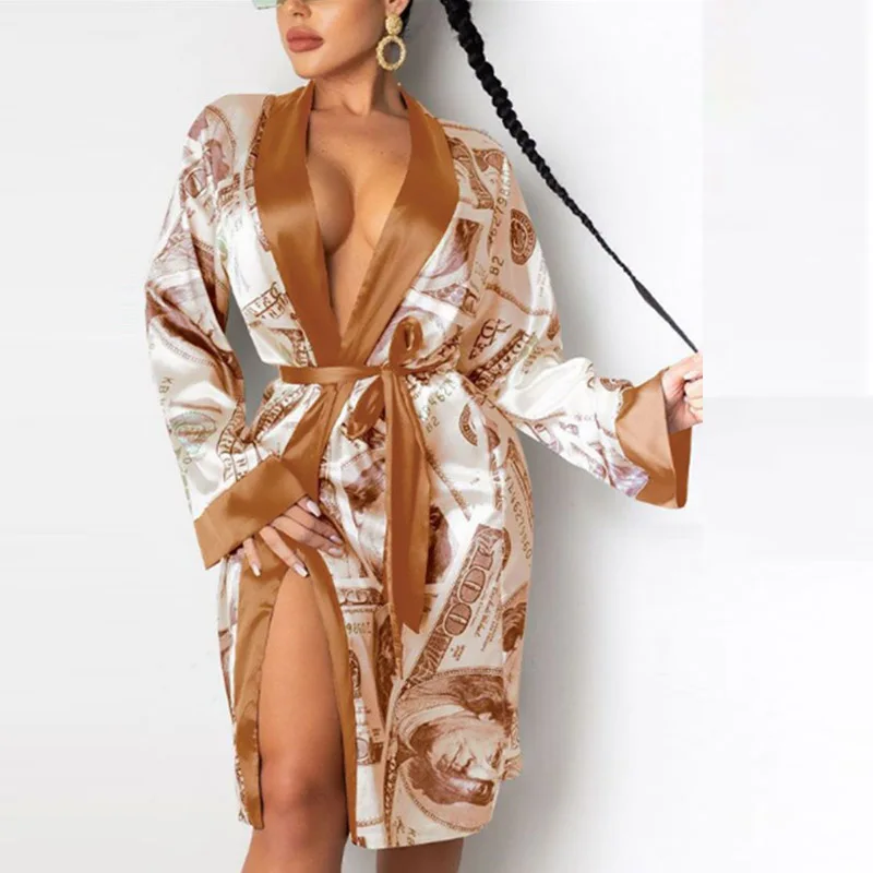 2021 Spring New Fashion Money Printed Sleepwear Women Sexy Lace-Up Deep V Neck Jacket Dresses Lady Long Sleeve Casual Sleepwear
2021 Spring New Fashion Money Printed Sleepwear Women Sexy Lace-Up Deep V Neck Jacket Dresses Lady Long Sleeve Casual Sleepwear