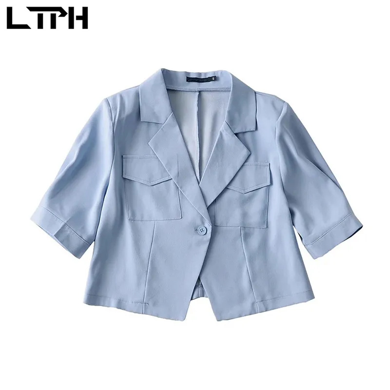 LTPH casual cropped blazer women simple solid single button chic pocket short jackets vintage thin Lady Suit Coat 2021summer new
LTPH casual cropped blazer women simple solid single button chic pocket short jackets vintage thin Lady Suit Coat 2021summer new