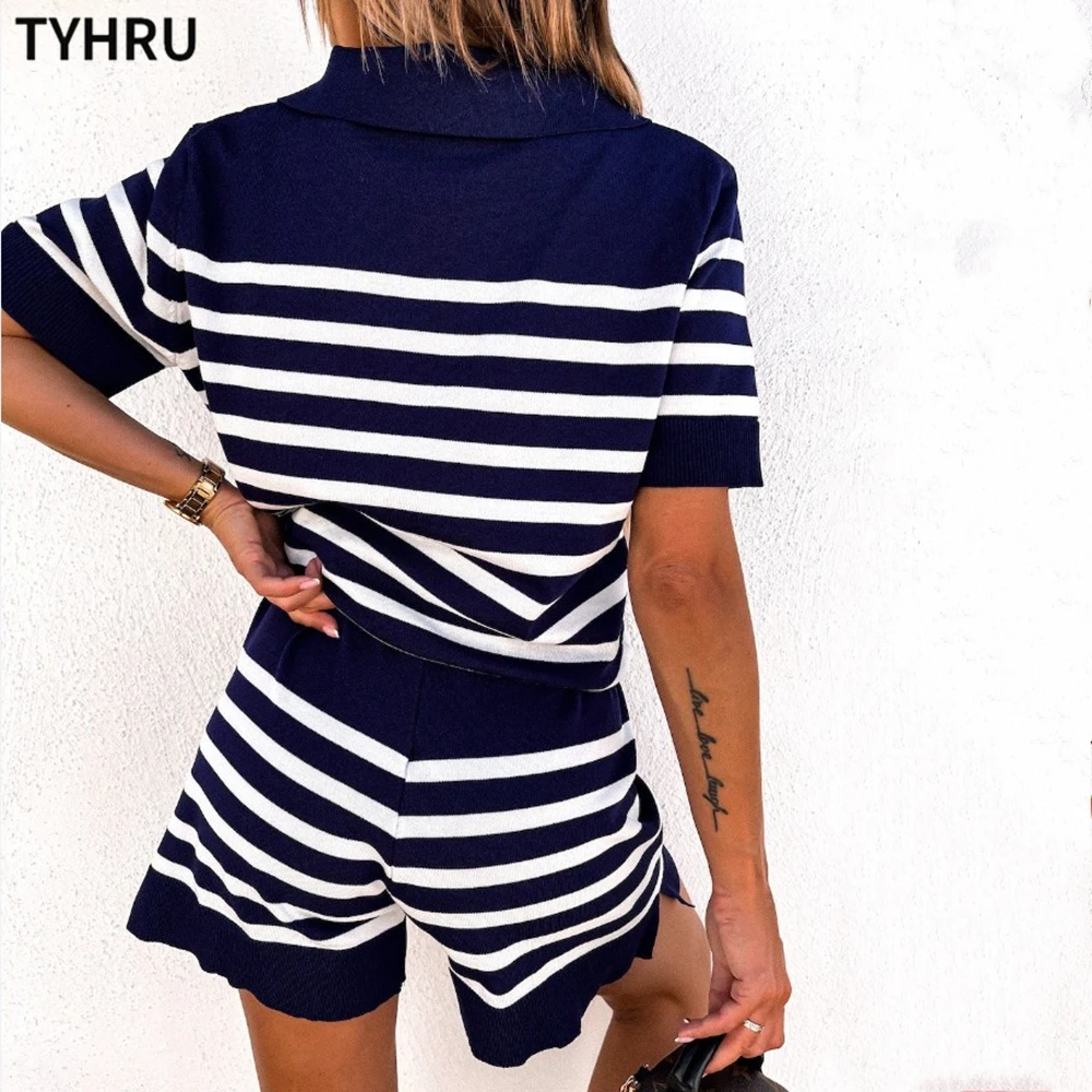 TYHRU Preorde Women Summer Knitting Costume Stripe Short Sleeves Top+Shorts 2pcs Clothes Set Thin Knit Top + Shorts Suit Outfits
TYHRU Preorde Women Summer Knitting Costume Stripe Short Sleeves Top+Shorts 2pcs Clothes Set Thin Knit Top + Shorts Suit Outfits