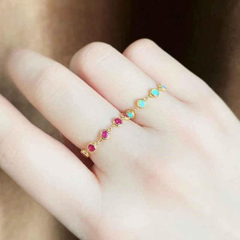 AINUOSHI 18K Gold Round 0.5ct Natural Ruby / 0.25ct Natural Opal Adjustable USA 9 Sise for Women Romantic Gemstone Bracelet Ring
AINUOSHI 18K Gold Round 0.5ct Natural Ruby / 0.25ct Natural Opal Adjustable USA 9 Sise for Women Romantic Gemstone Bracelet Ring