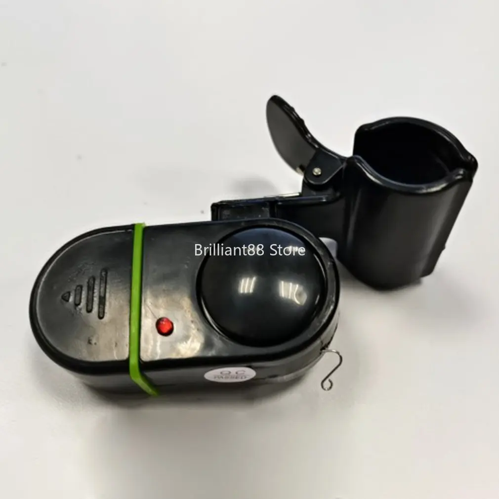 Electronic Bite Fish Strike Sound Alarm Sensor Bell Clip-On Fishing Rod Pole Tackle W/ LED Light with 3*AG-13 Button Cell Black 
Electronic Bite Fish Strike Sound Alarm Sensor Bell Clip-On Fishing Rod Pole Tackle W/ LED Light with 3*AG-13 Button Cell Black