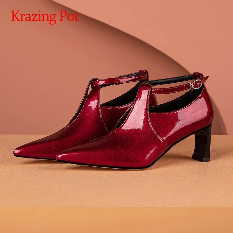 Krazing Pot genuine leather high street fashion pointed toe high strange heels buckle strap beauty lady gorgeous women pumps L22
Krazing Pot genuine leather high street fashion pointed toe high strange heels buckle strap beauty lady gorgeous women pumps L22