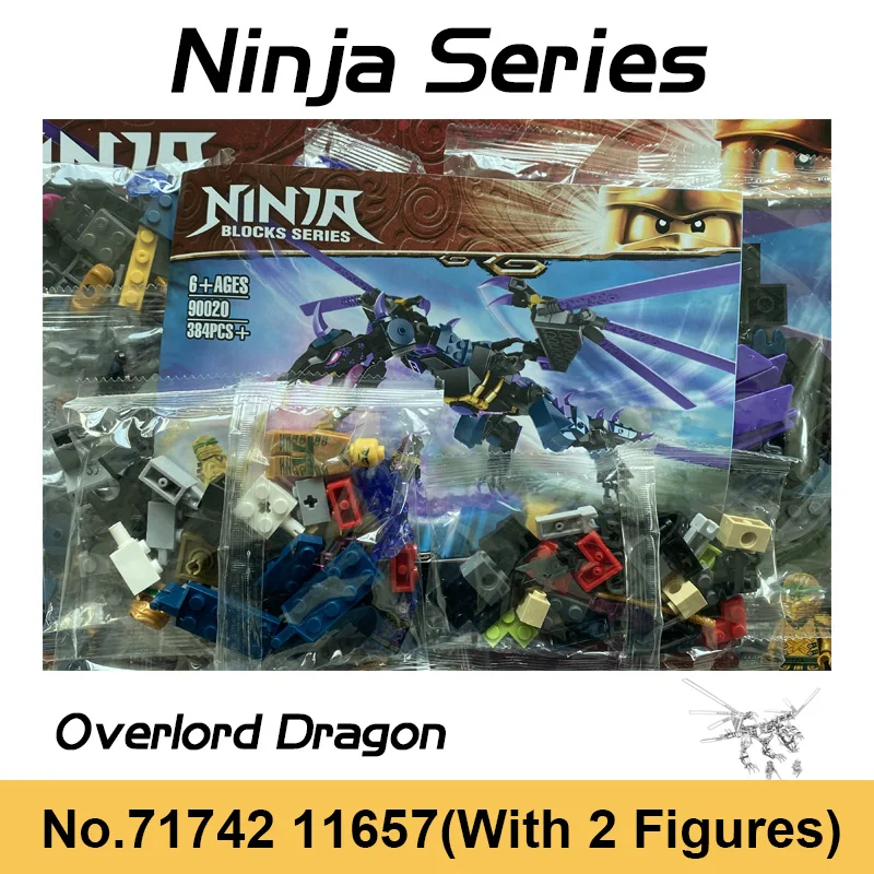 384pcs Ninja Series Overlord Dragon Building Blocks Black Mecha Figures Blue Water Bricks Toys For Boy Gifts | Игрушки и хобби