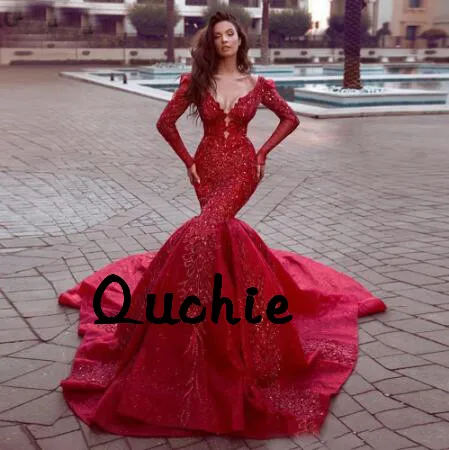 Red Seqin Mermaid Backless Evening Dresses V Neck Full Sleeve robe soiree Islamic Dubai Kaftan Saudi Arabic Prom Gown Custom
Red Seqin Mermaid Backless Evening Dresses V Neck Full Sleeve robe soiree Islamic Dubai Kaftan Saudi Arabic Prom Gown Custom
