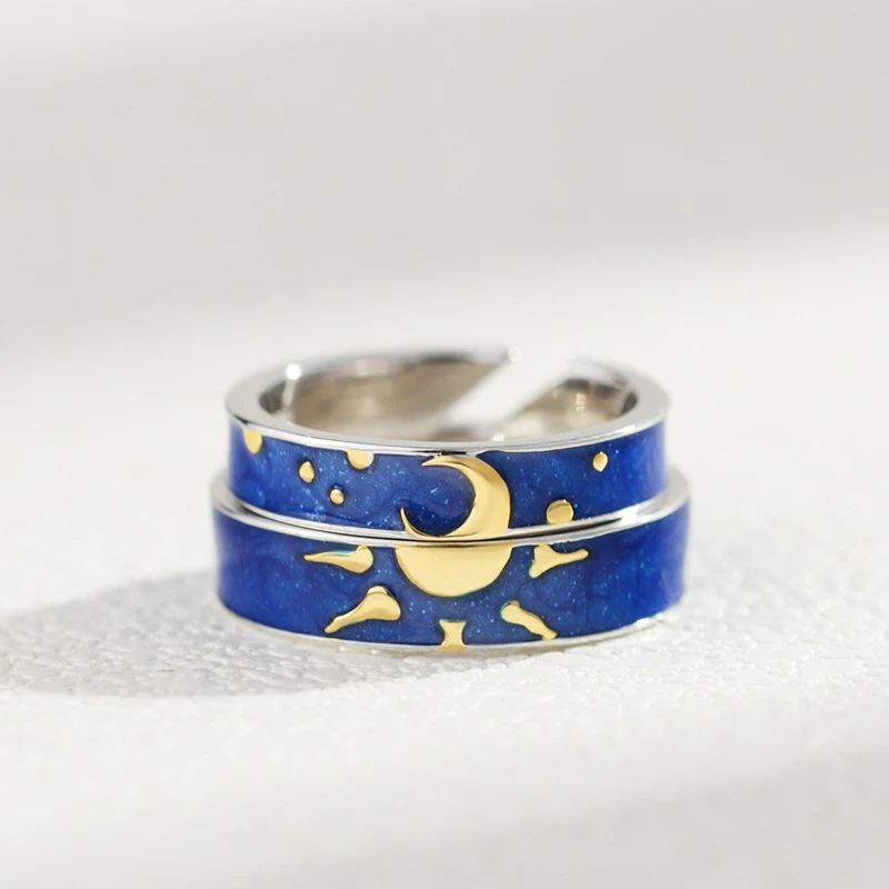 2Pcs/Set Van Gogh Blue Starry Sky Open Ring Star Moon Always Thinking You Lover Couple Ring Gifts For Girlfriends
2Pcs/Set Van Gogh Blue Starry Sky Open Ring Star Moon Always Thinking You Lover Couple Ring Gifts For Girlfriends