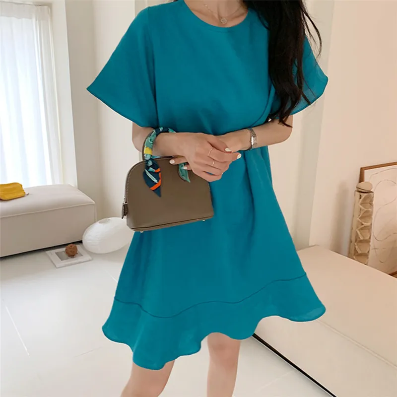 Dresses for Women Summer New Korean Style Short Sleeve Ruffled Dress Loose Slimming A- line Cotton Linen Fishtail Dresses
Dresses for Women Summer New Korean Style Short Sleeve Ruffled Dress Loose Slimming A- line Cotton Linen Fishtail Dresses