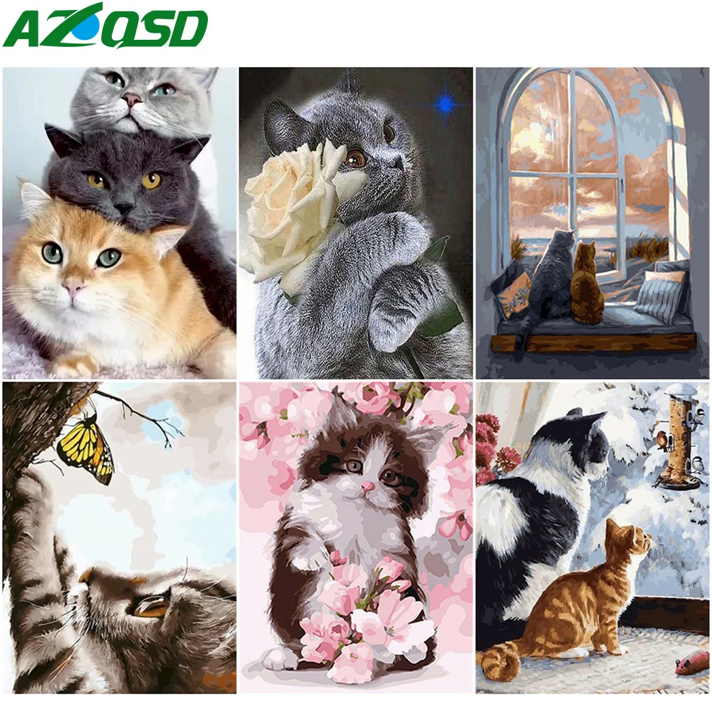 AZQSD DIY Unframe масляной Краски ing по номерам из акрилового пластика украшения дома