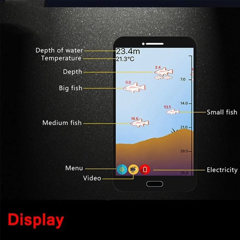 Portable Bluetooth Smart Fish Finder, Detection Sonar Sensor Fishing Finder for IOS & Android
Portable Bluetooth Smart Fish Finder, Detection Sonar Sensor Fishing Finder for IOS & Android