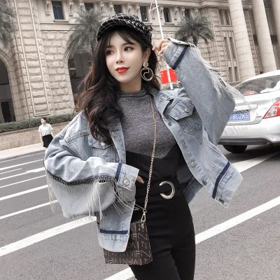 Oversized Back Tassel Denim Jacket Women Harajuku Short Loose Fashion Batwing Sleeve Top Jacket Denim High Quality Streetwear
Oversized Back Tassel Denim Jacket Women Harajuku Short Loose Fashion Batwing Sleeve Top Jacket Denim High Quality Streetwear