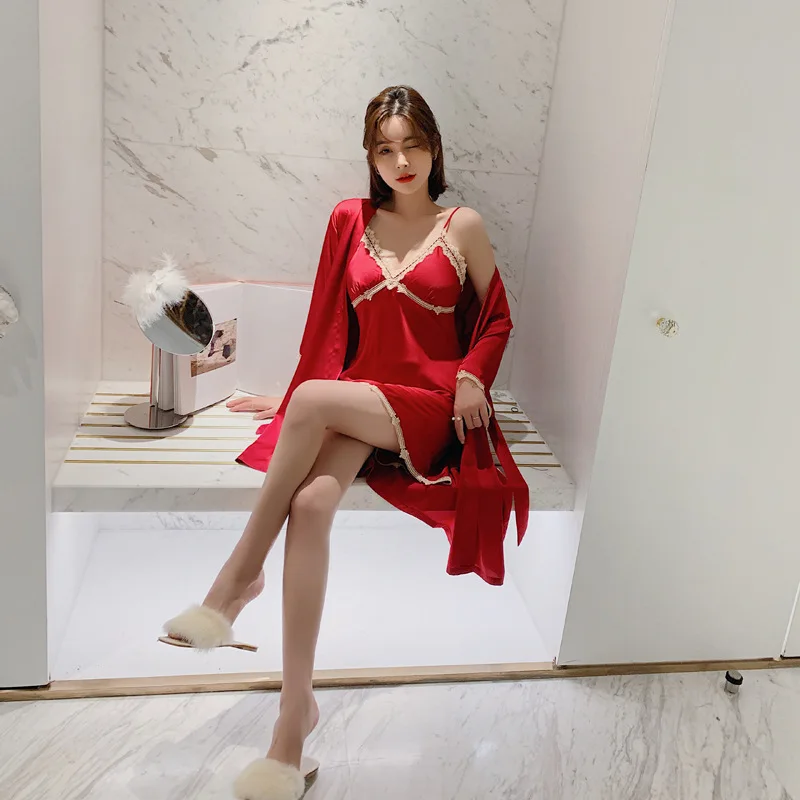 V-Neck Lace Kimono Bathrobe Gown Sexy Bridal Wedding Robe Set Sexy Satin Intimate Lingerie Sleepwear Loose Casual Nightgown
V-Neck Lace Kimono Bathrobe Gown Sexy Bridal Wedding Robe Set Sexy Satin Intimate Lingerie Sleepwear Loose Casual Nightgown