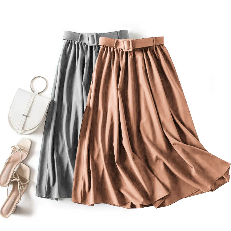 Summer women Skirt with belt 2020 Summer Classic a word skirt thin solid color skirt High waist retro loose mid-length skirt
Summer women Skirt with belt 2020 Summer Classic a word skirt thin solid color skirt High waist retro loose mid-length skirt