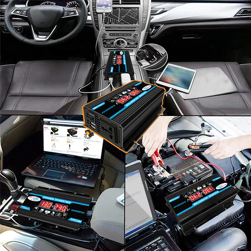 LCD Display Car Power Inverter Converter Charger Adapter Peak 4000W 12V to 220V Voltage Transformer Modified Sine Wave
LCD Display Car Power Inverter Converter Charger Adapter Peak 4000W 12V to 220V Voltage Transformer Modified Sine Wave