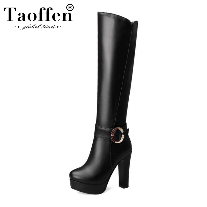 Женские сапоги из искусственной кожи Taoffen зимние теплые вечерние до колена