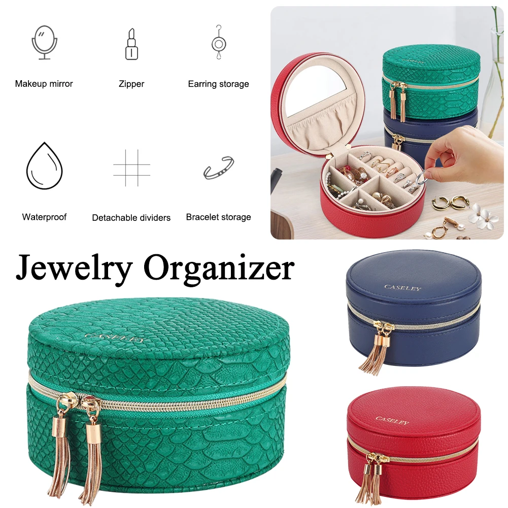 Jewelry Organizer Box for Earrings/Necklace/Rings/Bracelet Portable PU Leather Jewelry Case with Zippers Mirror, Green/Red/Blue
Jewelry Organizer Box for Earrings/Necklace/Rings/Bracelet Portable PU Leather Jewelry Case with Zippers Mirror, Green/Red/Blue
