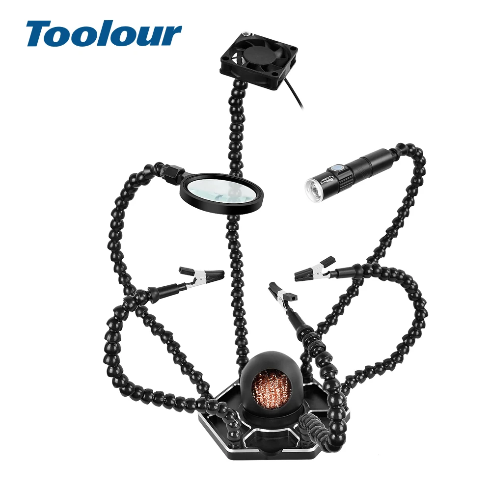 Toolour 3X Magnifying Glass Welding Fan PCB Board Holder Soldering Iron Head Cleaning Ball Third Hand Repairing ModelingTool
Toolour 3X Magnifying Glass Welding Fan PCB Board Holder Soldering Iron Head Cleaning Ball Third Hand Repairing ModelingTool