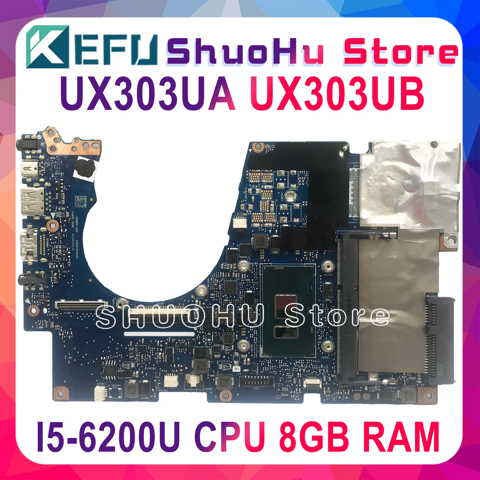 Материнская плата KEFU UX303UA для ноутбука ASUS UX303UB UX303U UX303UA, оригинальная материнская плата для ноутбука 8G MOMERY I5-6200U, процессор 100%, тест
Материнская плата KEFU UX303UA для ноутбука ASUS UX303UB UX303U UX303UA, оригинальная материнская плата для ноутбука 8G MOMERY I5-6200U, процессор 100%, тест