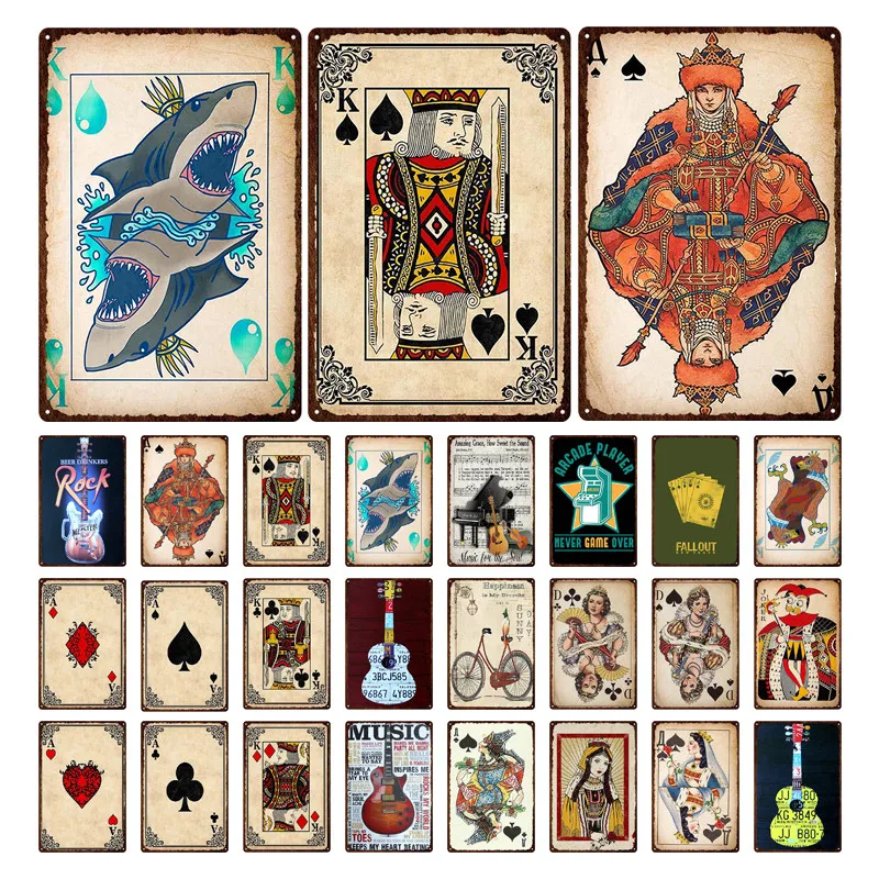 Poker Poster Vintage Metal Tin Signs Bar Club Pub Home Casino Decoration Playing Cards Wall Art Plate Retro Plaque
Poker Poster Vintage Metal Tin Signs Bar Club Pub Home Casino Decoration Playing Cards Wall Art Plate Retro Plaque