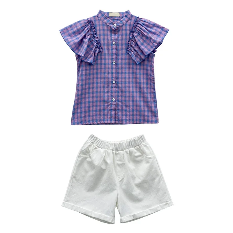8 10 years Girls White Shorts Summer Clothes Set 2 pieces Purple Shirt Children Clothing
8 10 years Girls White Shorts Summer Clothes Set 2 pieces Purple Shirt Children Clothing