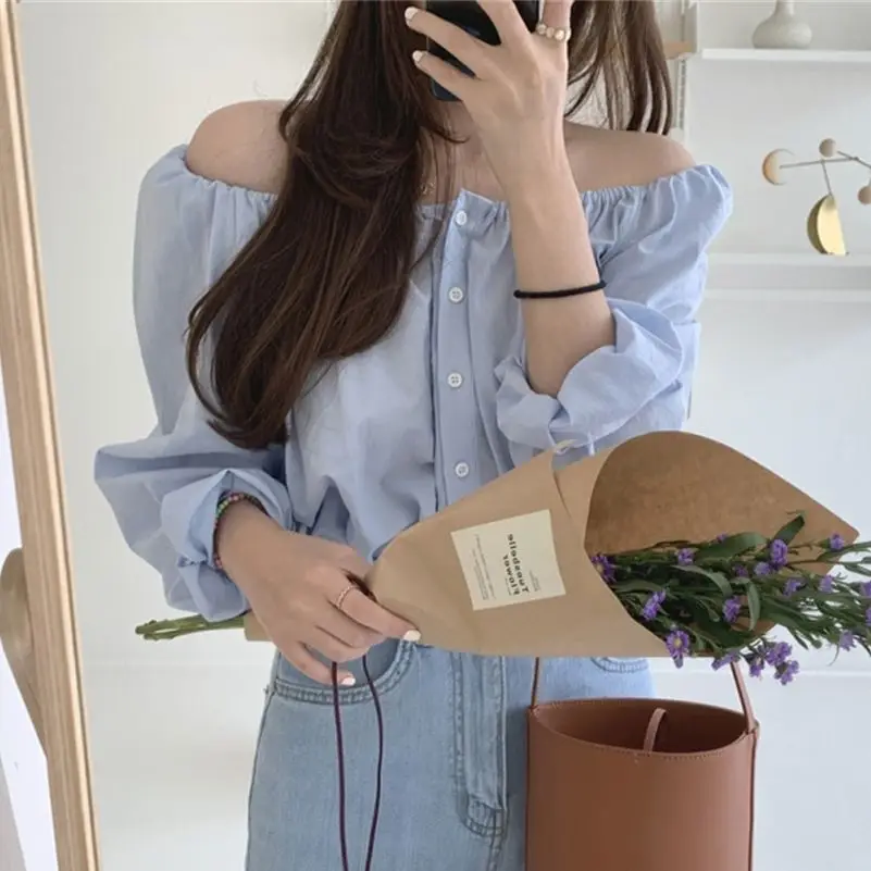 Alien Kitty Femme Casual Loose Off Shoulders Women Tops Autumn 2021 Age-Reducing OL Sweet Girls Solid All Match Fashion Shirts
Alien Kitty Femme Casual Loose Off Shoulders Women Tops Autumn 2021 Age-Reducing OL Sweet Girls Solid All Match Fashion Shirts