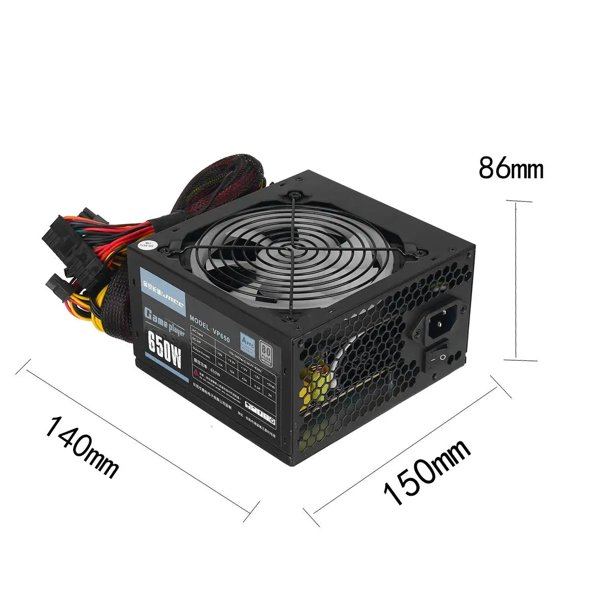 NEW 650W Power Supply Active PFC 12V ATX 8pin + 2x6pin SATA PC Power Supply with RGB Noise Reduction Fan for Desktop Computer
NEW 650W Power Supply Active PFC 12V ATX 8pin + 2x6pin SATA PC Power Supply with RGB Noise Reduction Fan for Desktop Computer