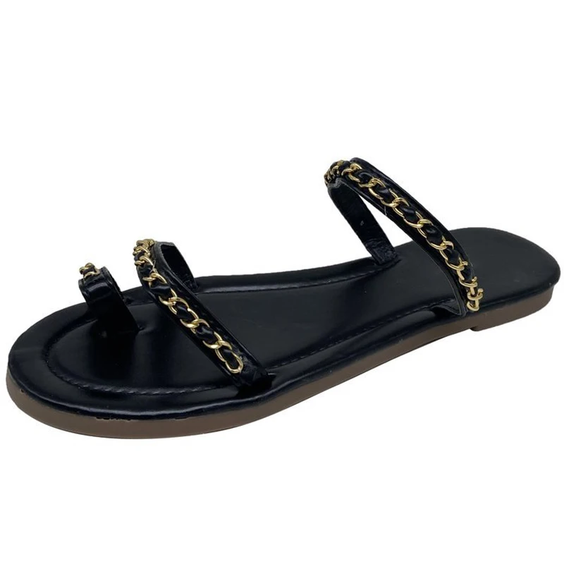 2021 New Slippers Flat Shoes Sewing Slip On Clip Toe Simple Mild Bottom Metal Chain Outdoor Beach Casual Indoor Bedroom Ladies
2021 New Slippers Flat Shoes Sewing Slip On Clip Toe Simple Mild Bottom Metal Chain Outdoor Beach Casual Indoor Bedroom Ladies
