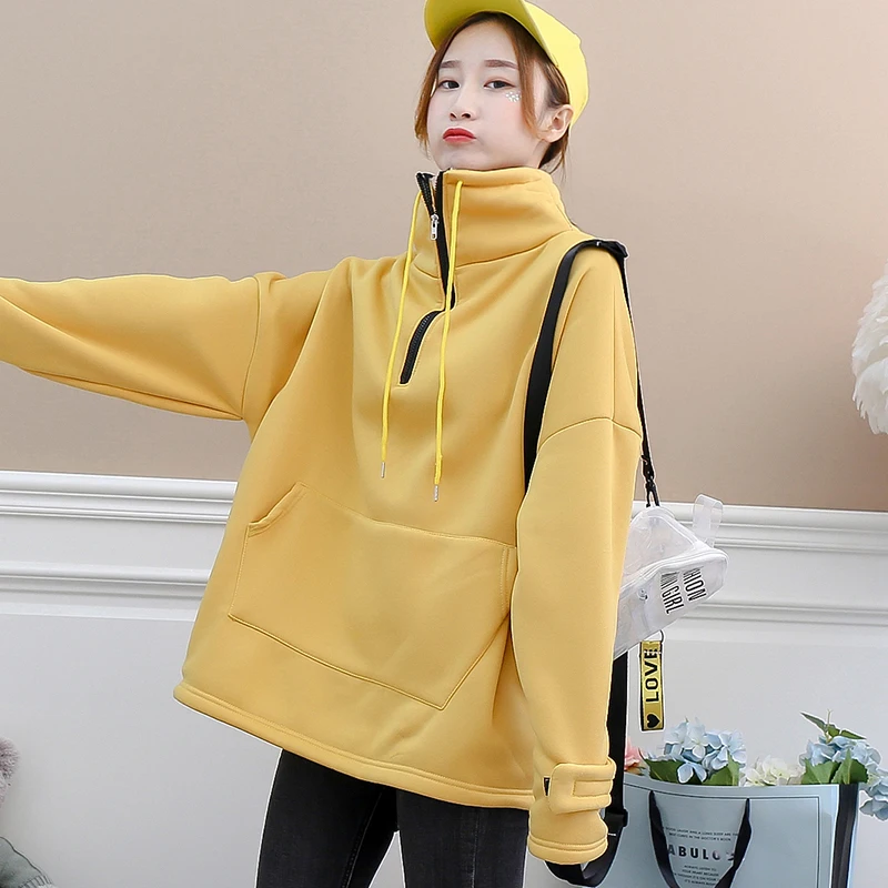 Oversized Women's Turtleneck Sweater Solid Color Sweatshirt Pocket Zipper Pullover Winter Autumn Streetwear Long Sleeve Jumper
Oversized Women's Turtleneck Sweater Solid Color Sweatshirt Pocket Zipper Pullover Winter Autumn Streetwear Long Sleeve Jumper