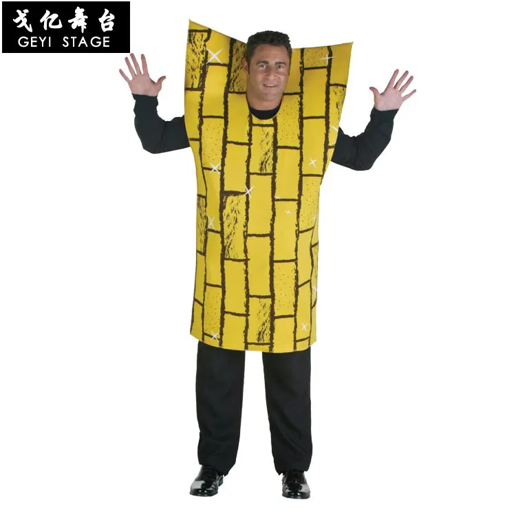 Halloween stage performance novelty costume adult male yellow road brick wall brick play doll costume
Halloween stage performance novelty costume adult male yellow road brick wall brick play doll costume