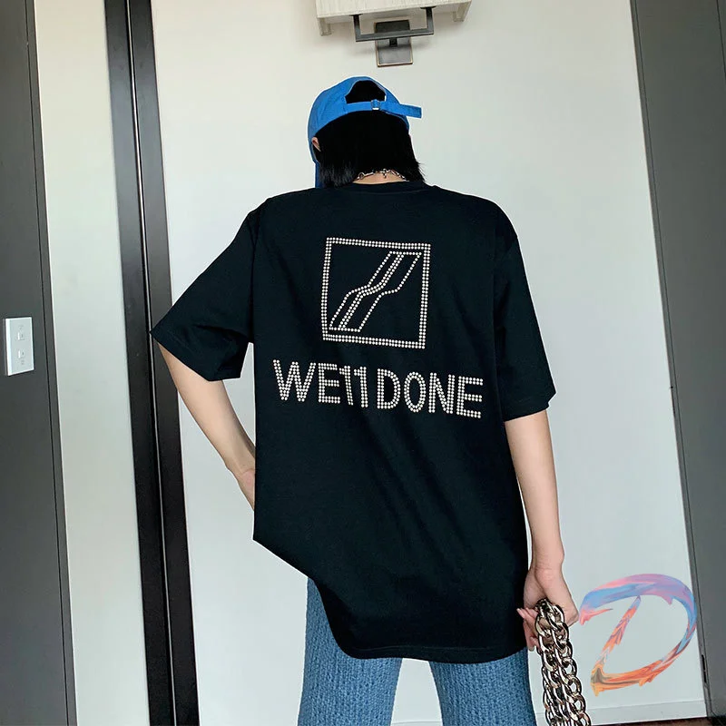 Oversize Men's Women's Clothes WE11DONE T-shirts High Quality Rhinestone Short Sleeve Welldone Round Neck Casual Loose T Shirts
Oversize Men's Women's Clothes WE11DONE T-shirts High Quality Rhinestone Short Sleeve Welldone Round Neck Casual Loose T Shirts