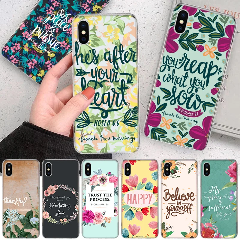 Bible Quotes Flower Soft Phone Case For IPhone 11 12 13 Pro MAX XR X XS Mini Apple 8 7 Plus 6 6S SE 5S Fundas Coque Shell Cover
Bible Quotes Flower Soft Phone Case For IPhone 11 12 13 Pro MAX XR X XS Mini Apple 8 7 Plus 6 6S SE 5S Fundas Coque Shell Cover
