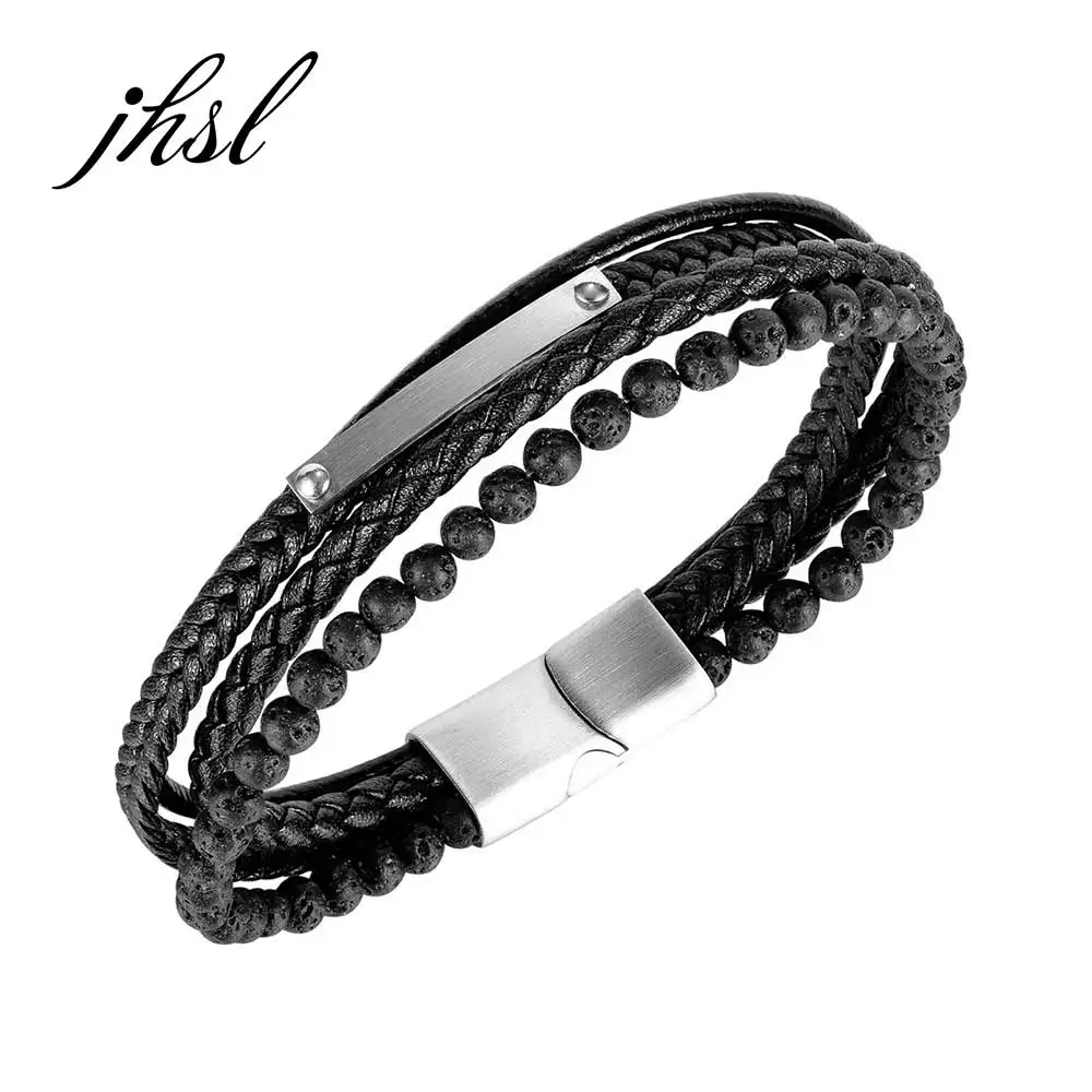 JHSL Trendy Male Men Statement Black Wrap Bracelets & Bangles High Quality Leather Party Gift PH1426
JHSL Trendy Male Men Statement Black Wrap Bracelets & Bangles High Quality Leather Party Gift PH1426