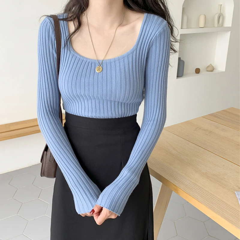 Autumn Women Bottoming Sweater Sexy Big O Neck Knitted Sweater Korean Pullover Women Knitted Top Elegant Fashion Clothes 17957
Autumn Women Bottoming Sweater Sexy Big O Neck Knitted Sweater Korean Pullover Women Knitted Top Elegant Fashion Clothes 17957