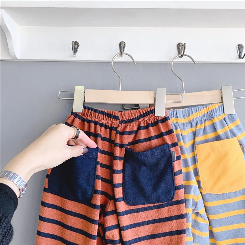 Korean style Spring girls loose ankle-length harem pants boys cotton striped ankle-tied pants 1-6Y
Korean style Spring girls loose ankle-length harem pants boys cotton striped ankle-tied pants 1-6Y