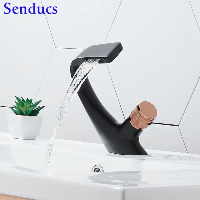 Creative Shape of Bathroom Black Basin Faucet Gold Knob Control Hot Cold Water Mixer Bath Tap Replete for Shower Sink Fixture
Creative Shape of Bathroom Black Basin Faucet Gold Knob Control Hot Cold Water Mixer Bath Tap Replete for Shower Sink Fixture
