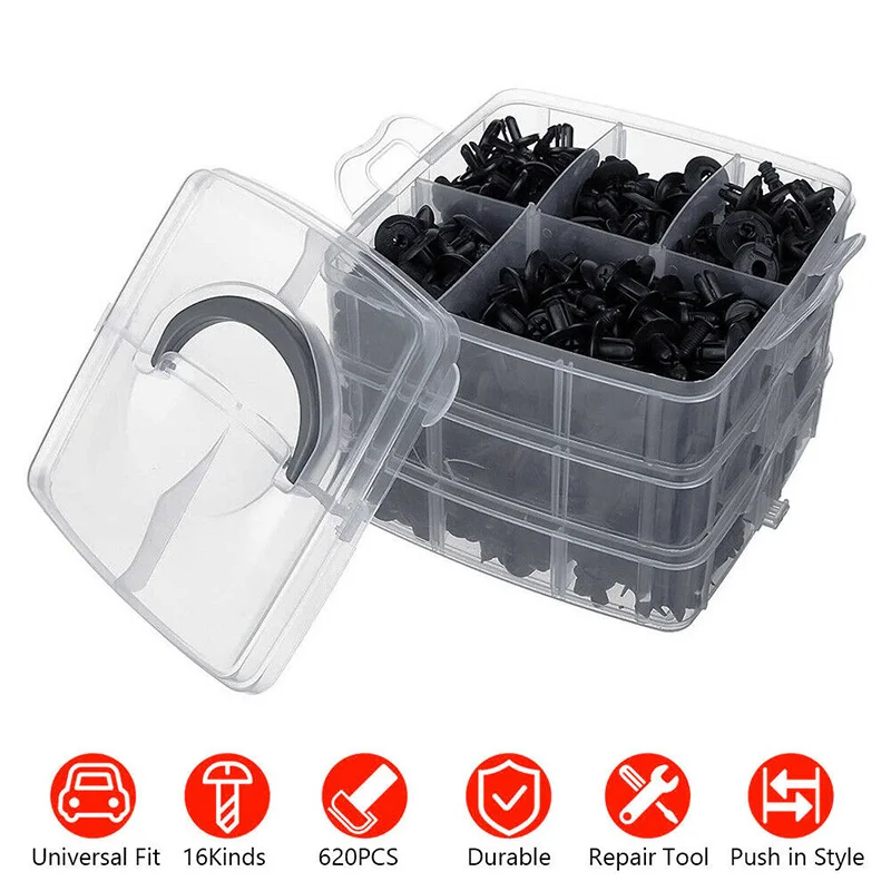 620Pcs Auto Fastener Clip Mixed Car Body Push Retainer Pin Rivet Bumper Door Trim Panel Retainer Fastener Kit
620Pcs Auto Fastener Clip Mixed Car Body Push Retainer Pin Rivet Bumper Door Trim Panel Retainer Fastener Kit