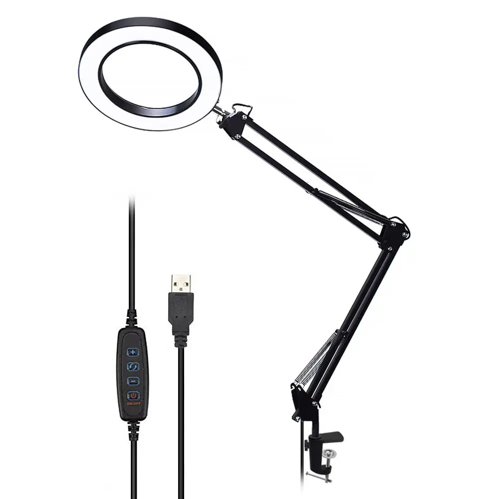1pc Lighting LED Magnifying Glass Desk Lamp with Clamp Hands USB-powered LED Lamp Magnifier with 3 Modes Dimmable Tool
1pc Lighting LED Magnifying Glass Desk Lamp with Clamp Hands USB-powered LED Lamp Magnifier with 3 Modes Dimmable Tool
