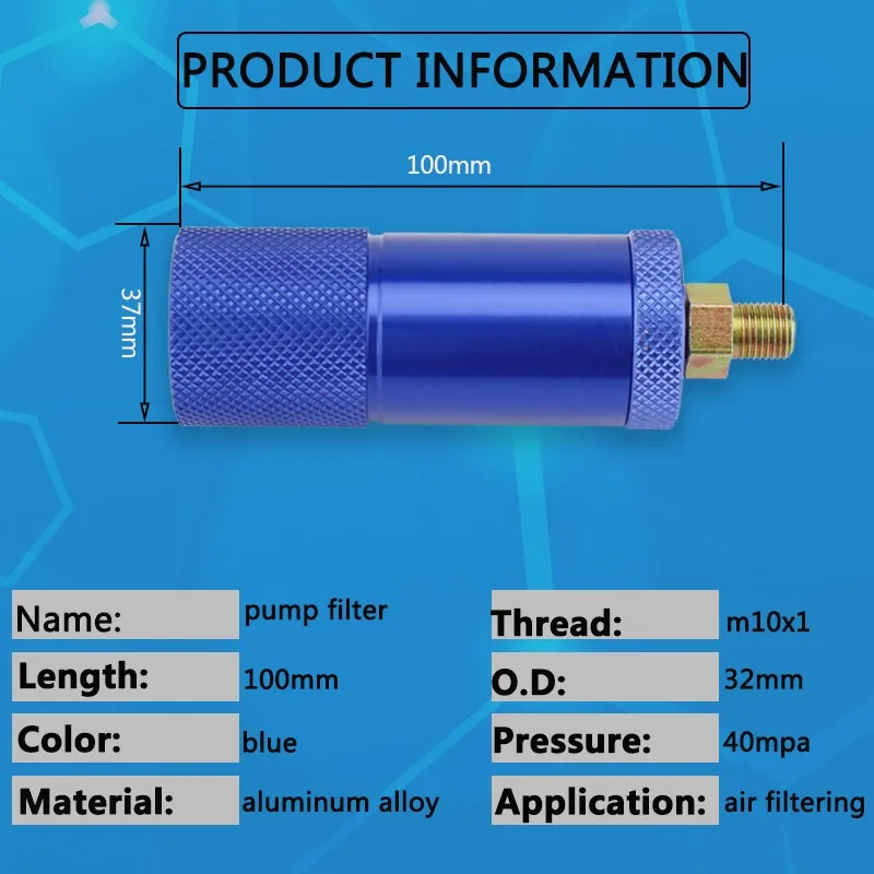 Ручной фильтр для пейнтбола PCP с фильтрующим хлопковым насосом резьба M10x1