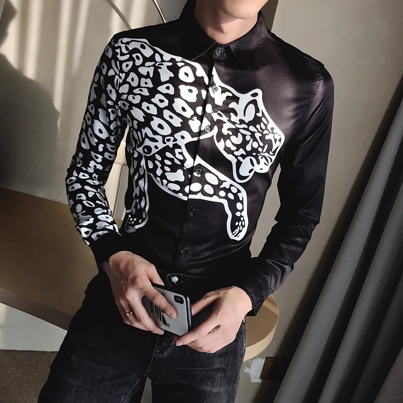 Men Slim Fit Club Party Prom Printed Mens Shirt Chemise Homme Fashion Animal Print Show Vintage Shirt Camisa Masculina
Men Slim Fit Club Party Prom Printed Mens Shirt Chemise Homme Fashion Animal Print Show Vintage Shirt Camisa Masculina